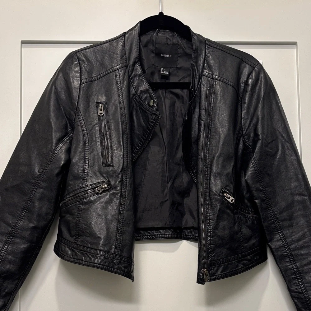 Forever 21 Black Pleather Jacket - Picture 1 of 7